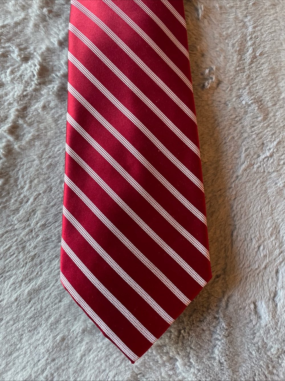 Bugatti Red and White Diagonal Stripe Tie